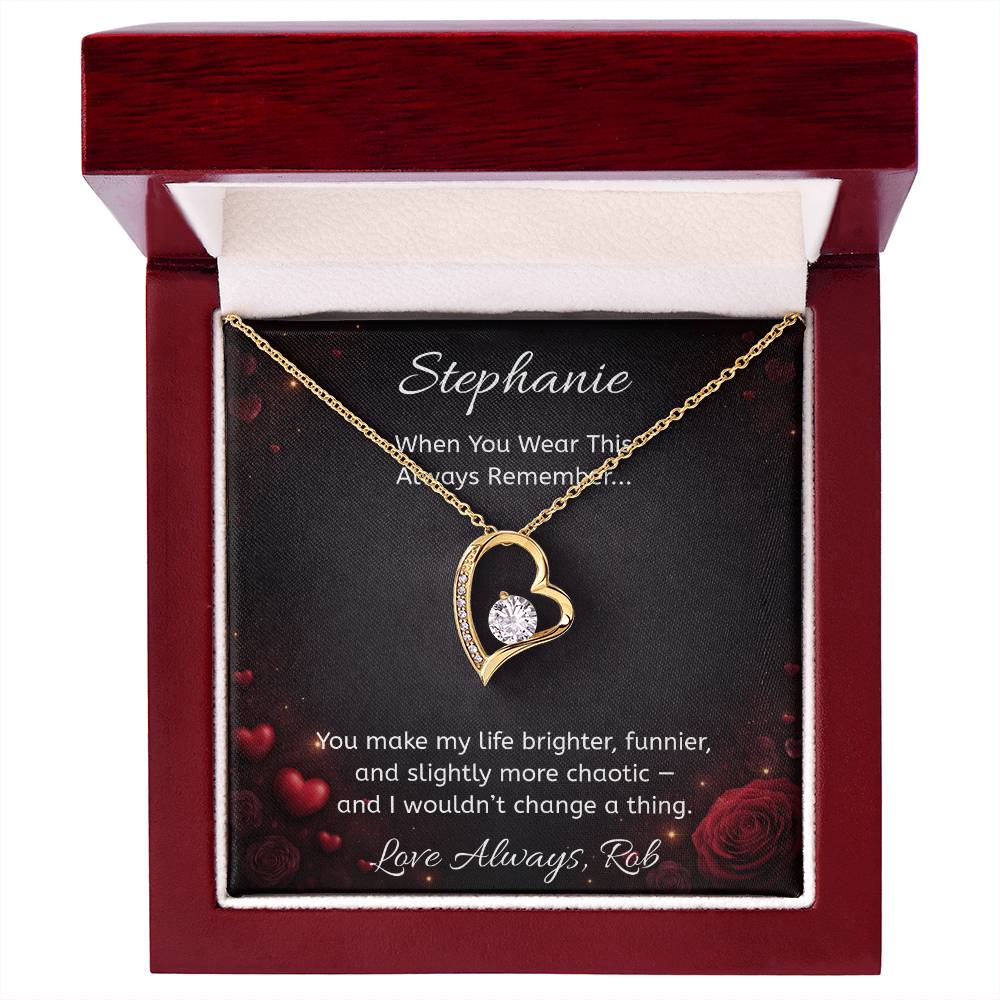 Personalized Heart Necklace with Hearts Message Card