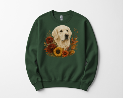 English Cream Golden Retriever Autumn Floral Sweatshirt
