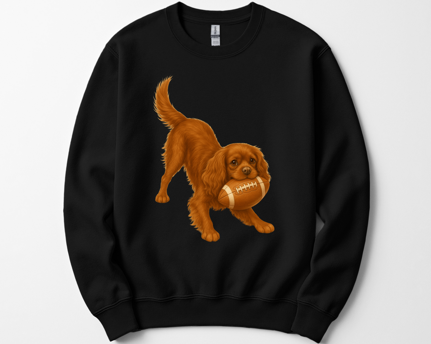 Cavalier King Charles Spaniel Football Sweatshirt – Blenheim, Ruby or Tri-Color Dog Lover Gift