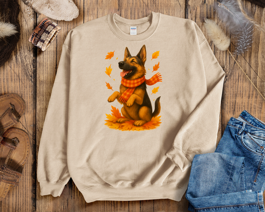 German Shepherd Autumn Shirt, Cozy Fall Dog Sweatshirt, Pet Lover Gift, Seasonal Canine Clothing, Dog Mom Apparel