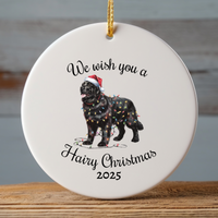 Load image into Gallery viewer, Christmas Black Newfoundland Ornament, Christmas Lights Dog Keepsake
