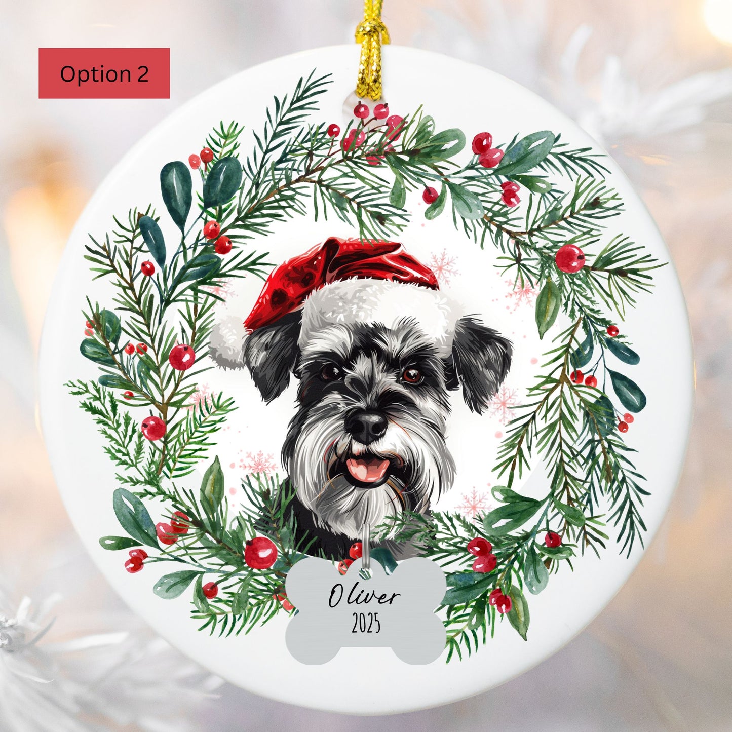 Personalized Schnauzer Christmas Ornament