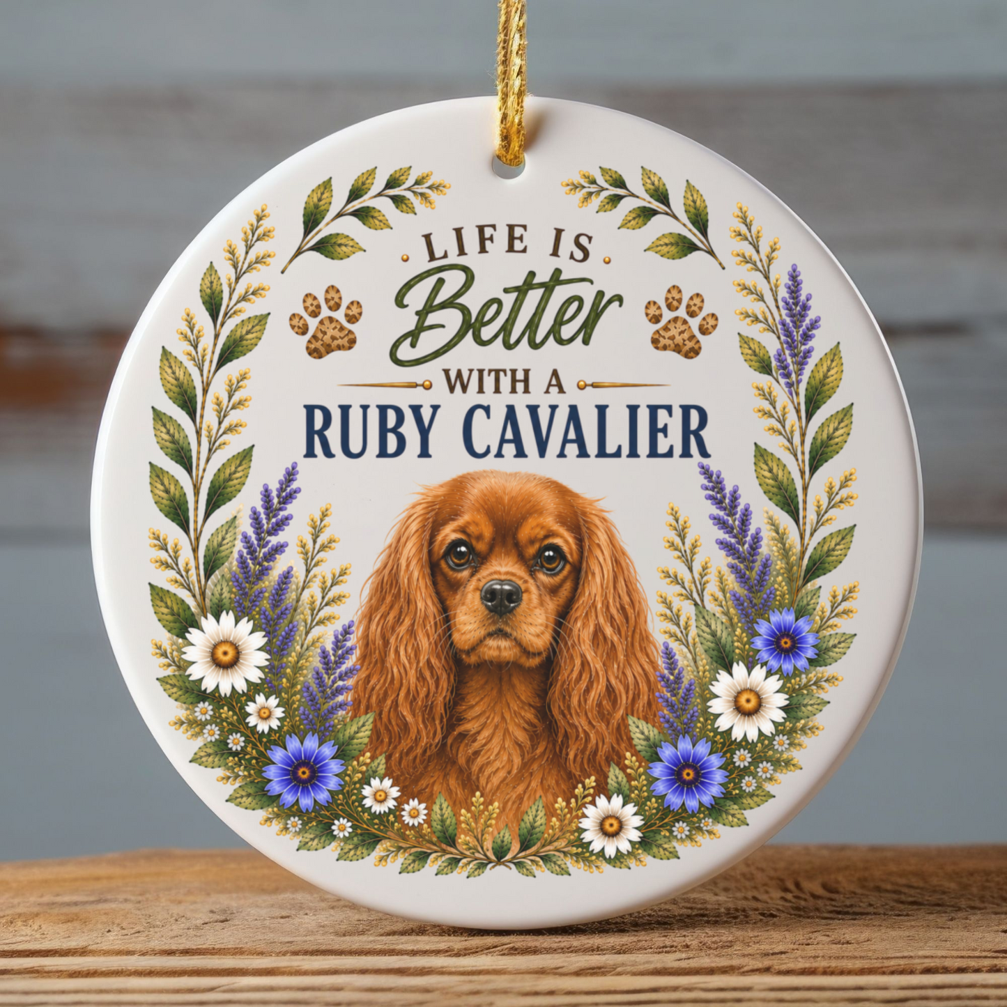 Ruby Cavalier Ornament, Cavalier King Charles Spaniel Gift, Dog Mom Keepsake, Ruby Cavalier Gift