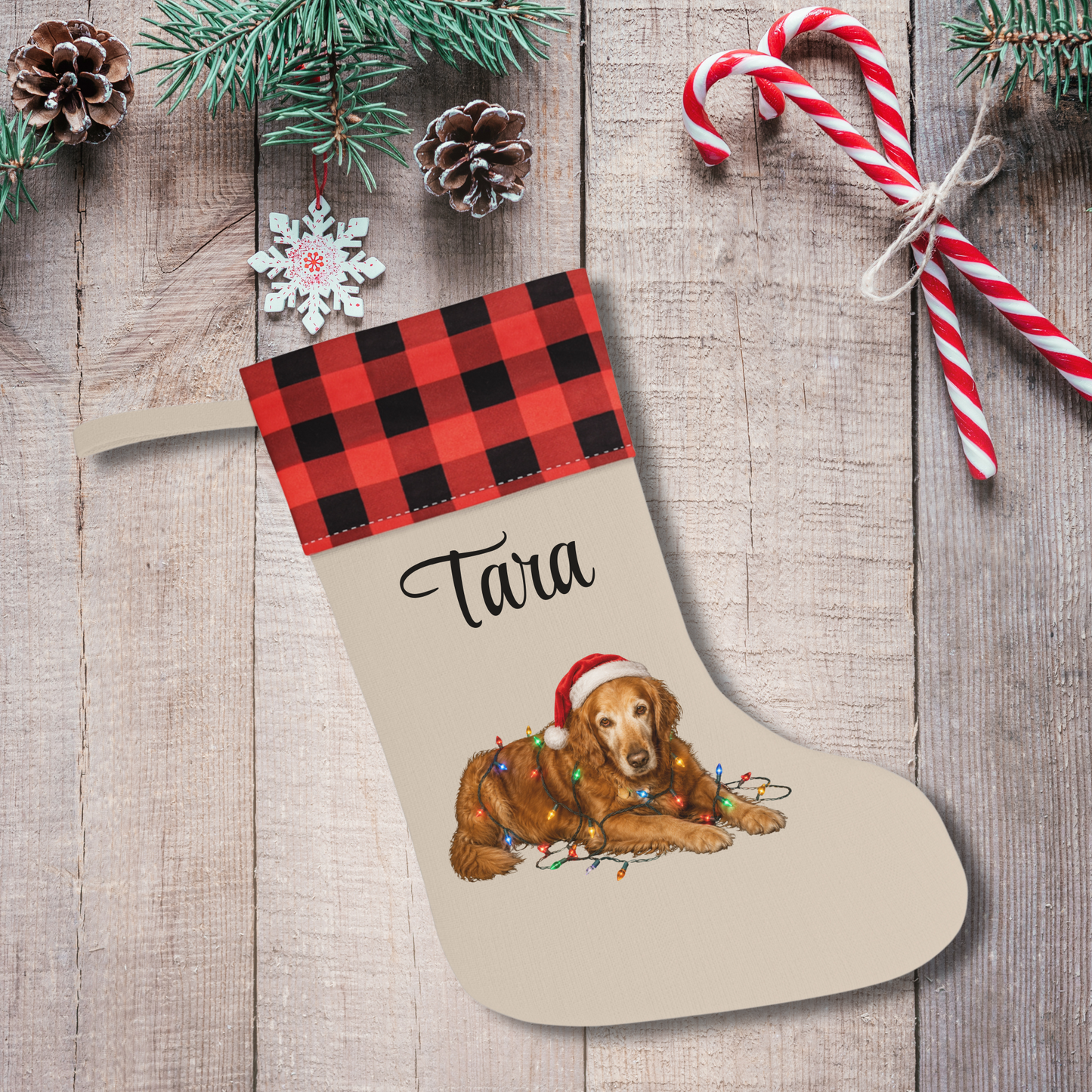 Personalized Dog Photo Christmas Stocking Custom Pet Name Holiday Decor