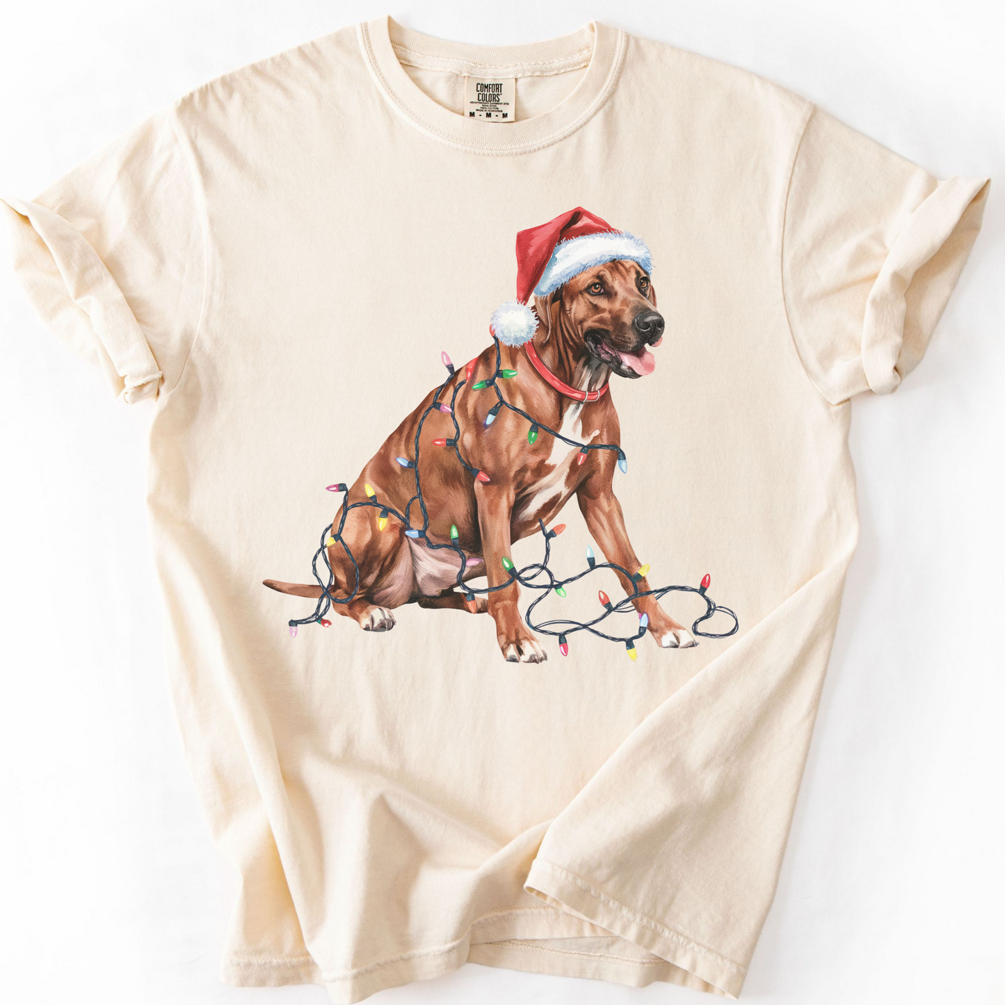 Rhodesian Ridgeback Christmas Lights Shirt, Festive Holiday Tee for Ridgeback Fans