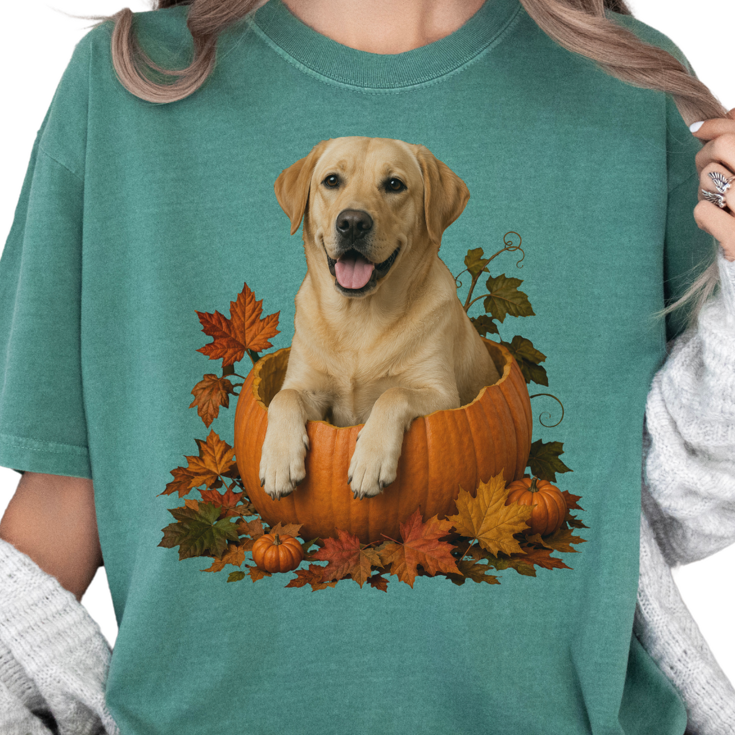 Yellow Lab Pumpkin Shirt Fall Dog Lover Autumn Labrador Comfort Colors Graphic Tee Gift Apparel