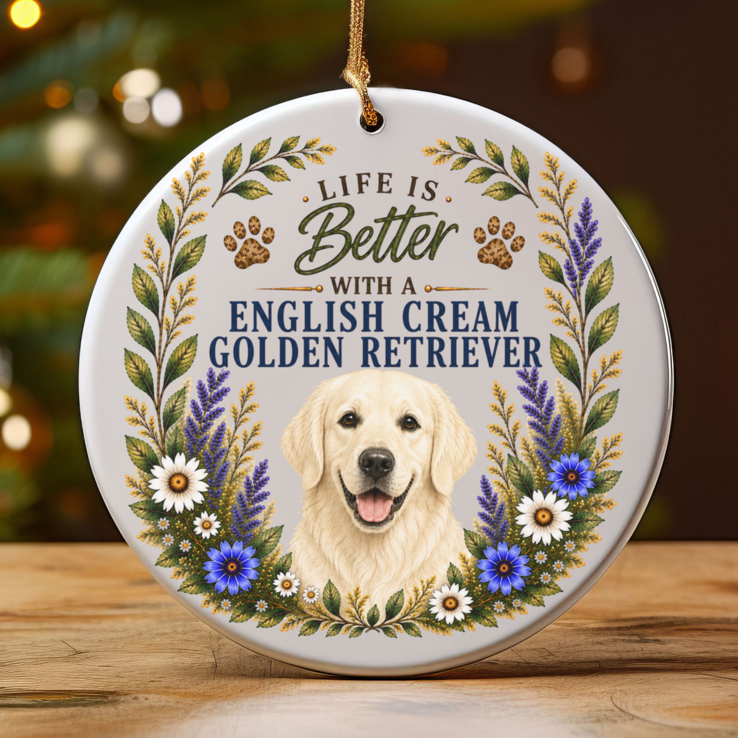 English Cream Golden Retriever Ornament, Dog Lover Gift, Golden Retriever Mom Keepsake