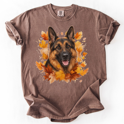German Shepherd Fall Shirt, Autumn Dog Mom Comfort Colors Tee