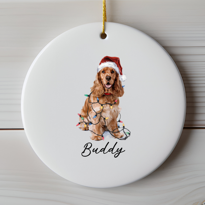 Personalized Cocker Spaniel Christmas Ornament, Custom Dog Ornament, Pet Name Holiday Keepsake