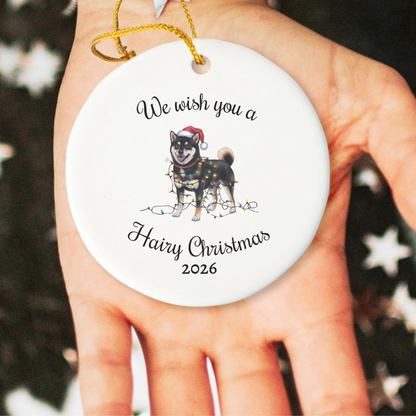 Christmas Black Shiba Inu Ornament, Christmas Lights Dog Keepsake