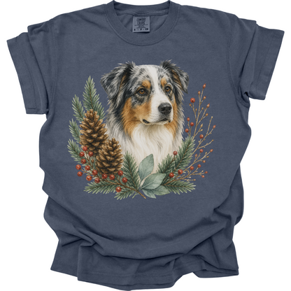 Australian Shepherd Winter Foliage Christmas Shirt