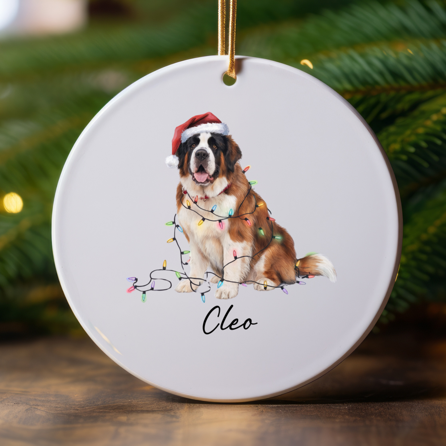Saint Bernard Ornament, Personalized Dog Lover Gift