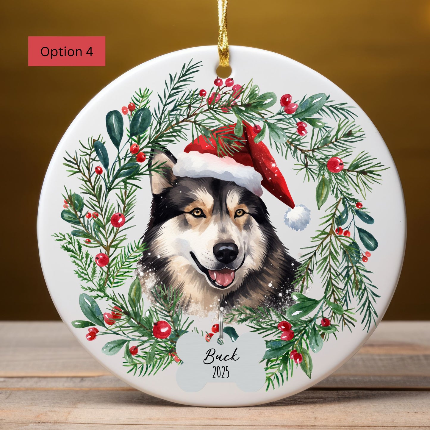 Personalized Siberian Husky Christmas Ornament
