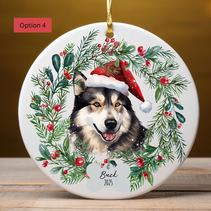 Personalized Siberian Husky Christmas Ornament