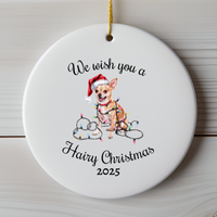 Load image into Gallery viewer, Christmas Tan Chihuahua Ornament, Christmas Lights Dog Keepsake
