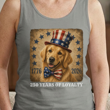 Golden Retriever Patriotic Tank Top, 250 Years of Loyalty