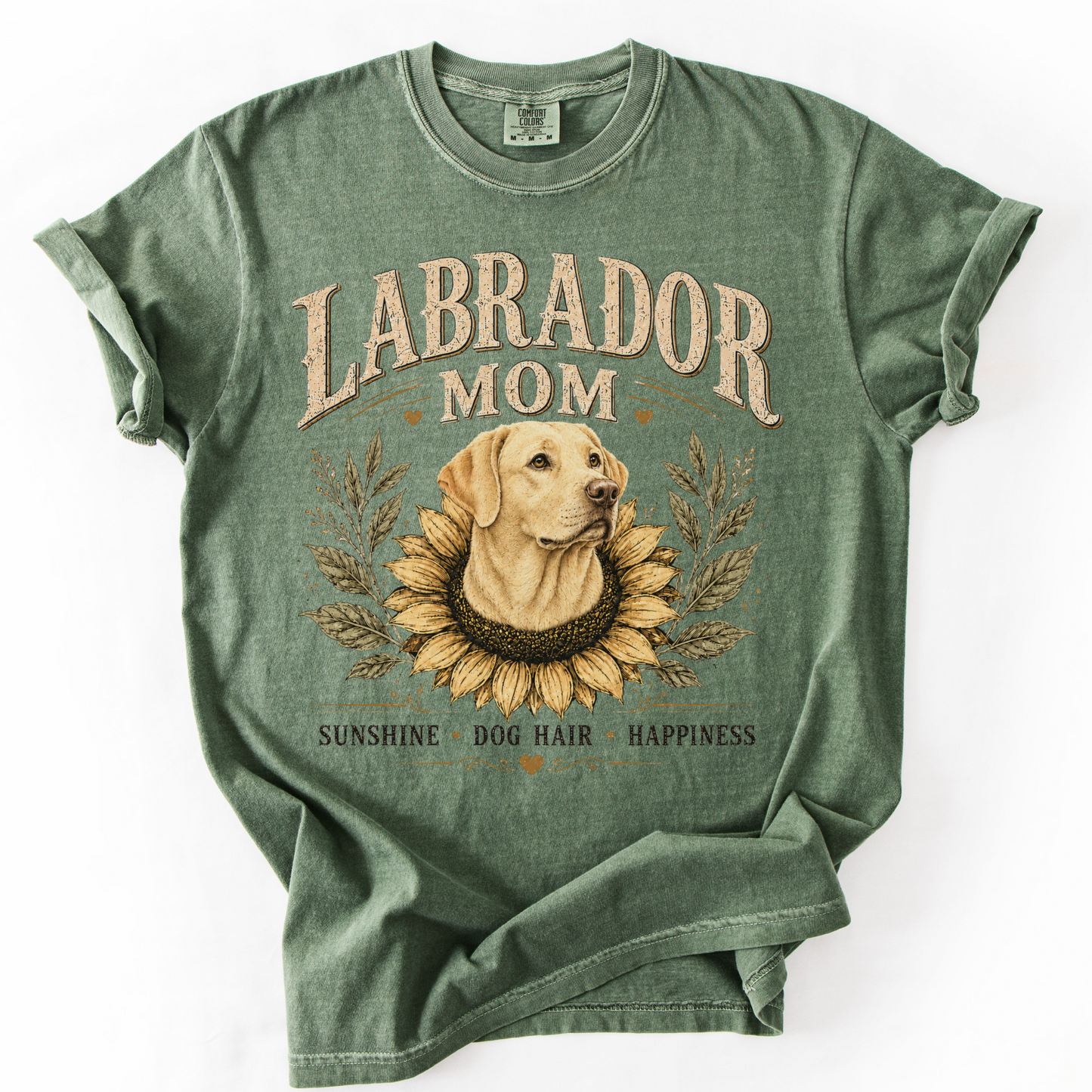 Yellow Lab Mom Shirt, Labrador Retriever Sunflower Tee, Vintage Dog Lover Gift