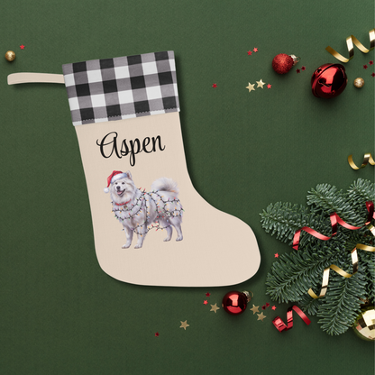 Personalized Samoyed Christmas Stocking, Holiday Decor Gift for Pet Lovers