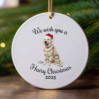 Load image into Gallery viewer, English Cream Golden Retriever Ornament 2025, We Wish You a Hairy Christmas Ornament, Funny Dog Lover Gift, Holiday Pet Keepsake
