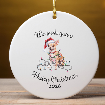 Christmas Tan Chihuahua Ornament, Christmas Lights Dog Keepsake