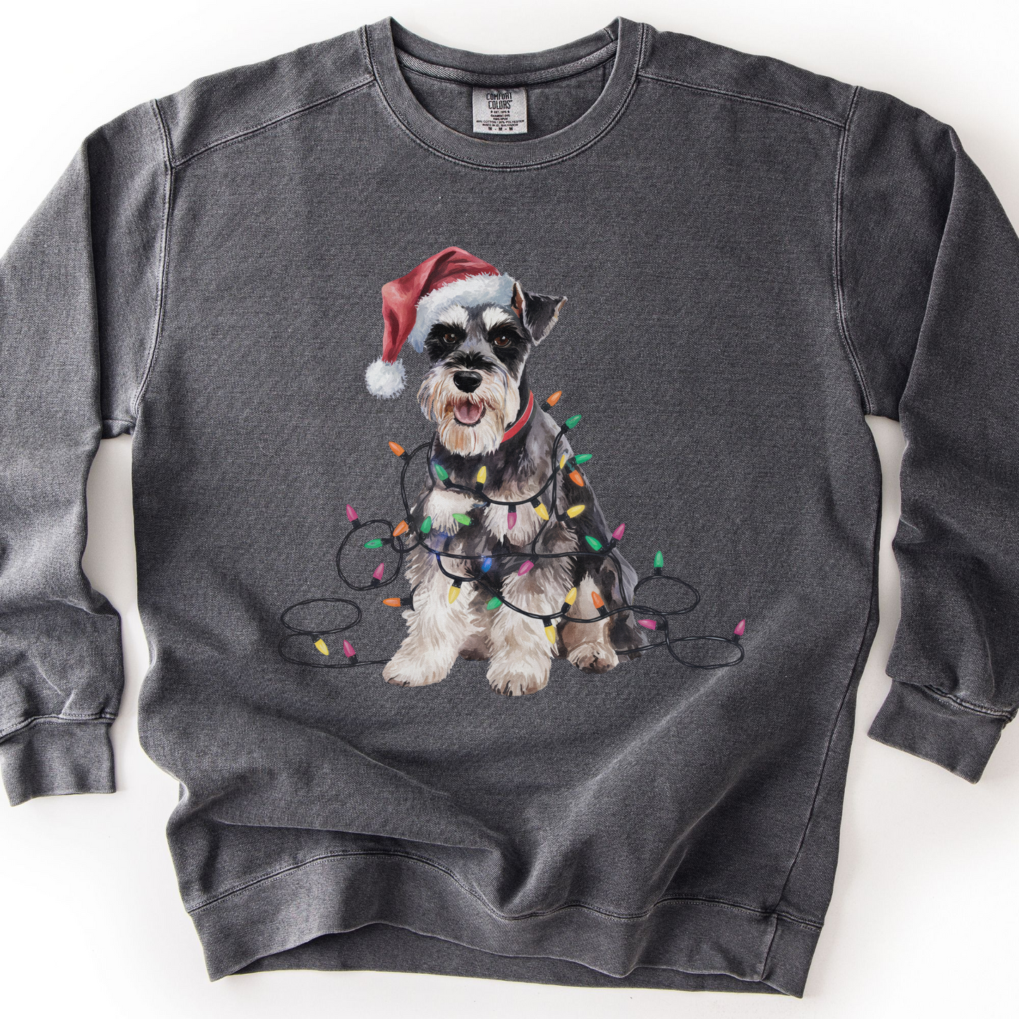 Schnauzer Christmas Lights Sweatshirt, Festive Dog Lover Apparel, Holiday Pet Sweater