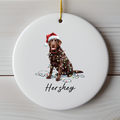 Chocolate Labrador Retriever Ornament, Personalized Dog Christmas Decor