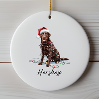 Load image into Gallery viewer, Chocolate Labrador Retriever Ornament, Personalized Dog Christmas Decor
