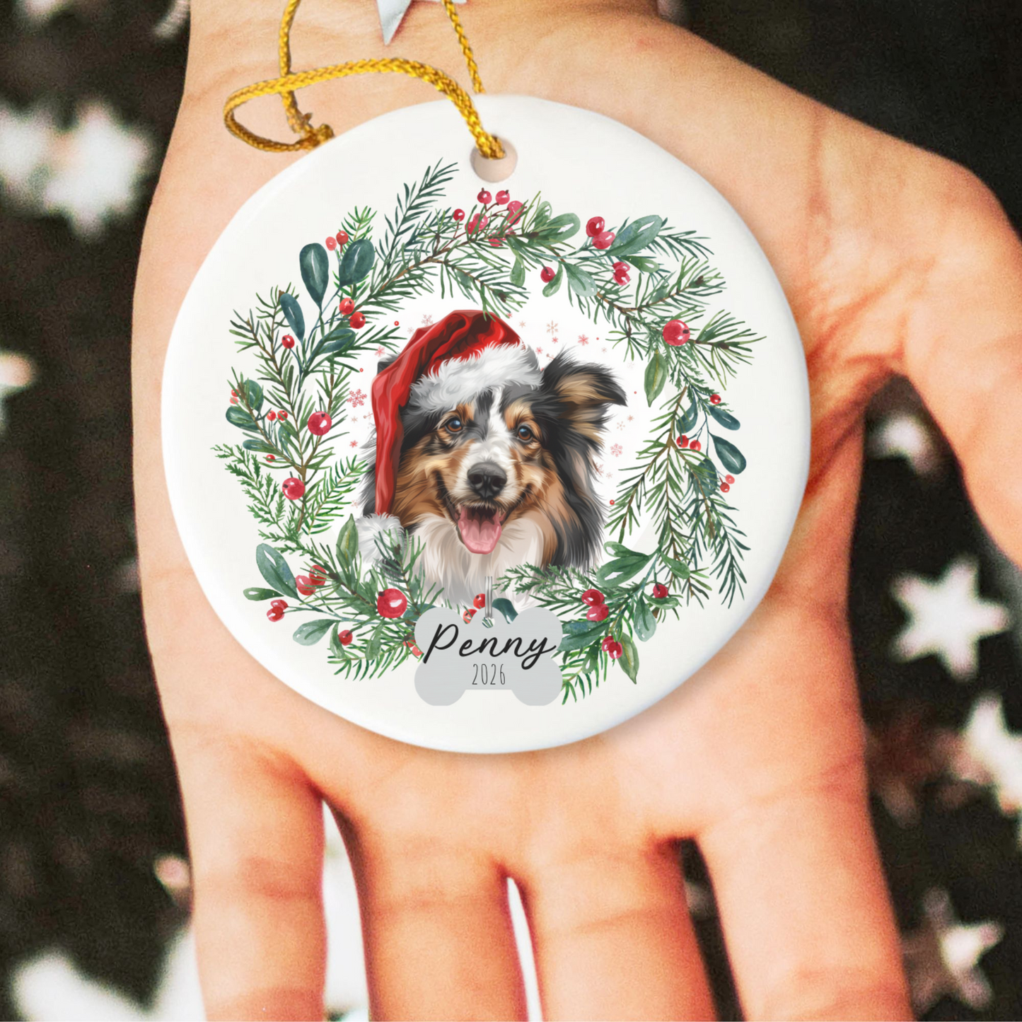 Personalized Sheltie Christmas Ornament