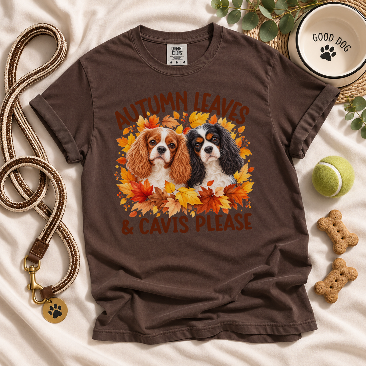 Cavalier King Charles Spaniel Autumn Leaves & Cavis Please Shirt