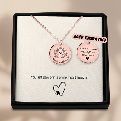 Personalized Pet Memorial Necklace Rainbow Bridge Paw Print Charm, Custom Engraving, Stainless Steel, Gold, or Rose Gold