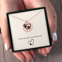 Load image into Gallery viewer, Custom Paw Print Heart Necklace – Personalized Pet Memorial Jewelry with Engraving, Gold or Rose Gold
