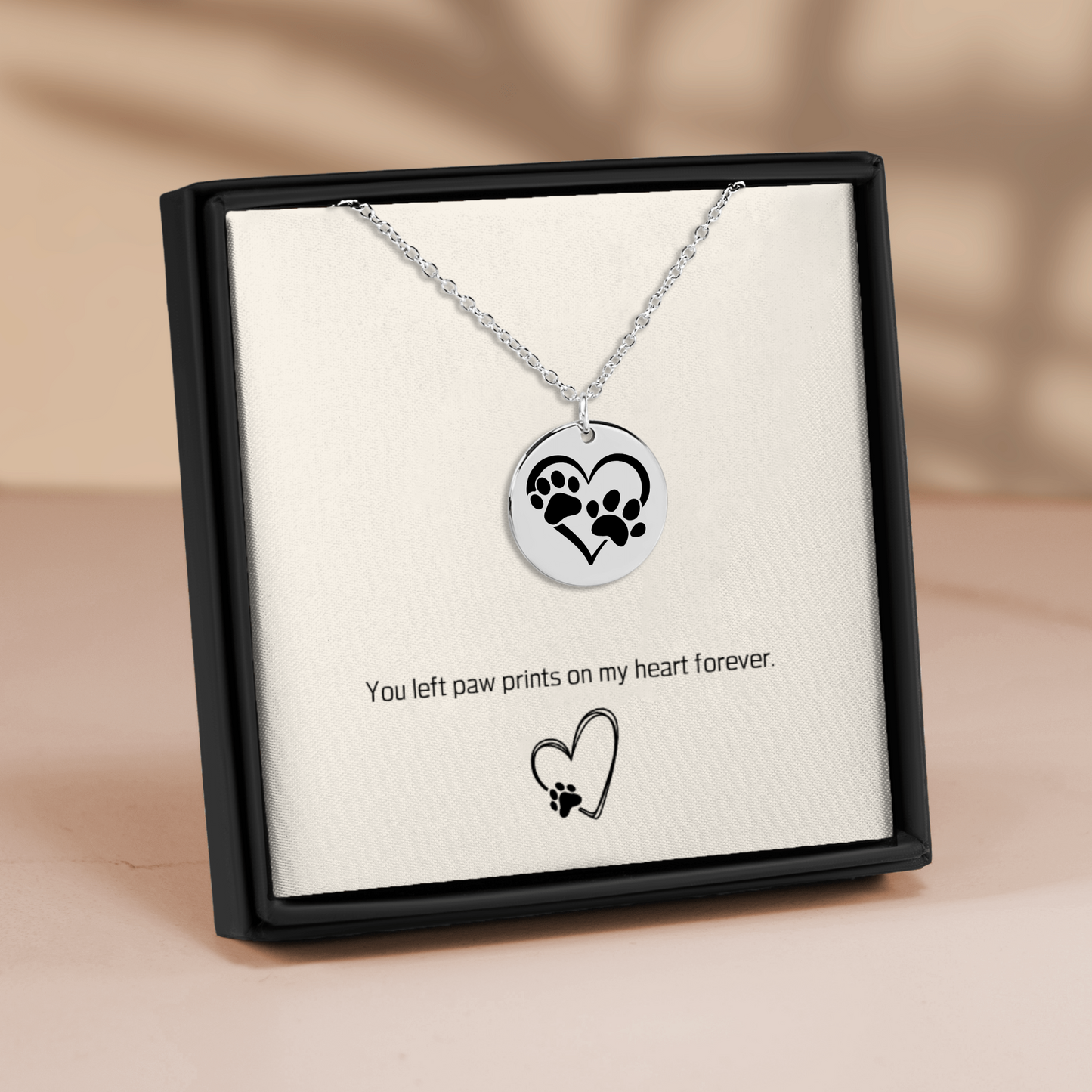 Custom Paw Print Heart Necklace – Personalized Pet Memorial Jewelry with Engraving, Gold or Rose Gold