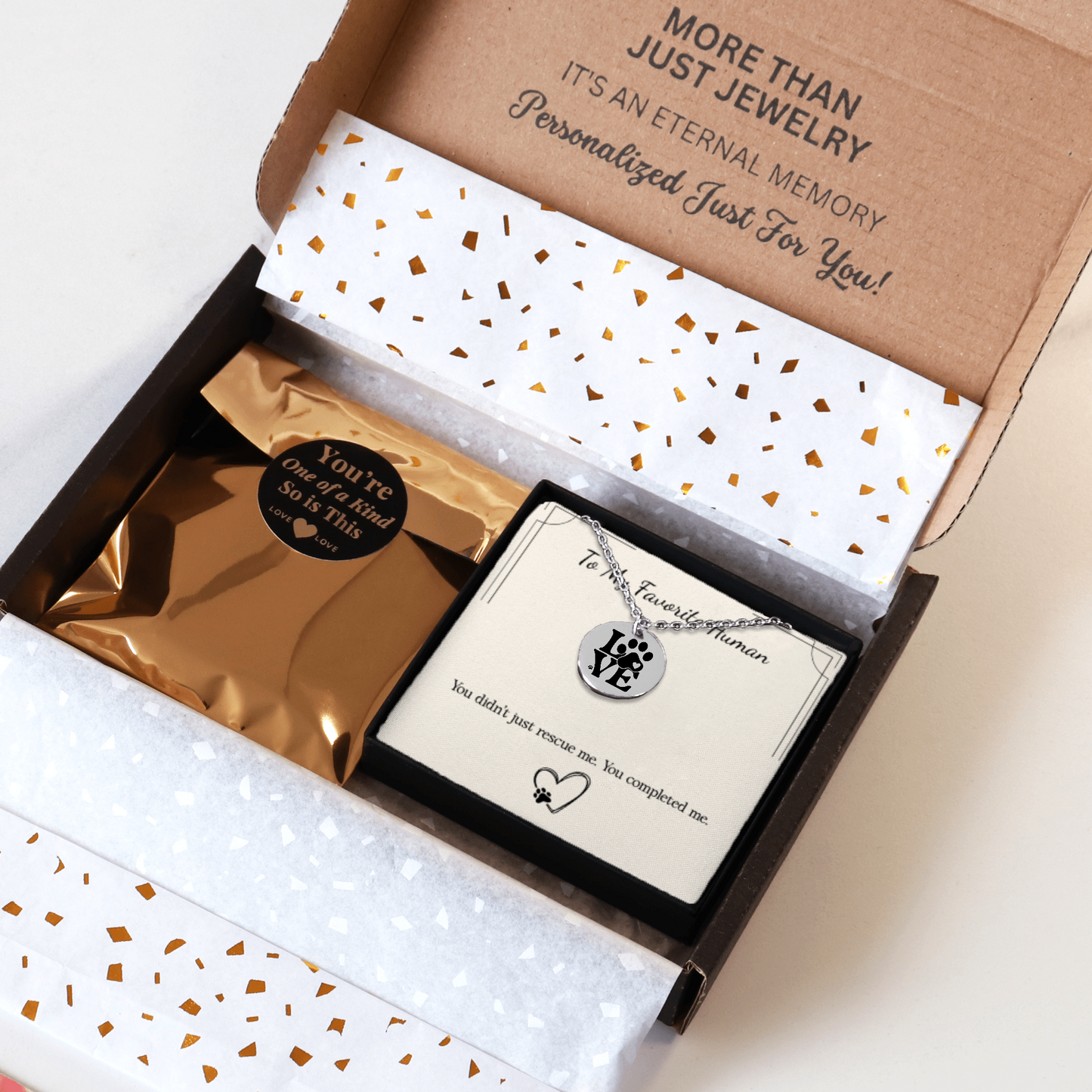 From Your Pet: “You Completed Me” Necklace – Gift for Pet Parents in Gold, Rose Gold, or Silver