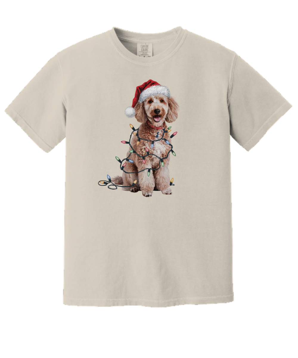 Christmas Poodle Shirt, Christmas Lights Dog Tee, Christmas Dog Tee, Poodle Mom Tshirt, Gift for Dog Lover, Poodle