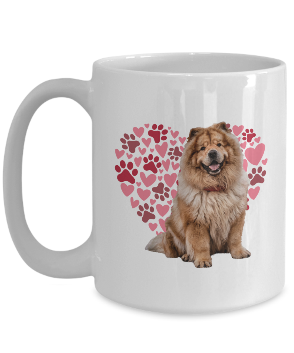 Chow Love Mug, Heart & Paw Print Design, Perfect Gift for Dog Lovers, Chow Owners, Pet Enthusiasts