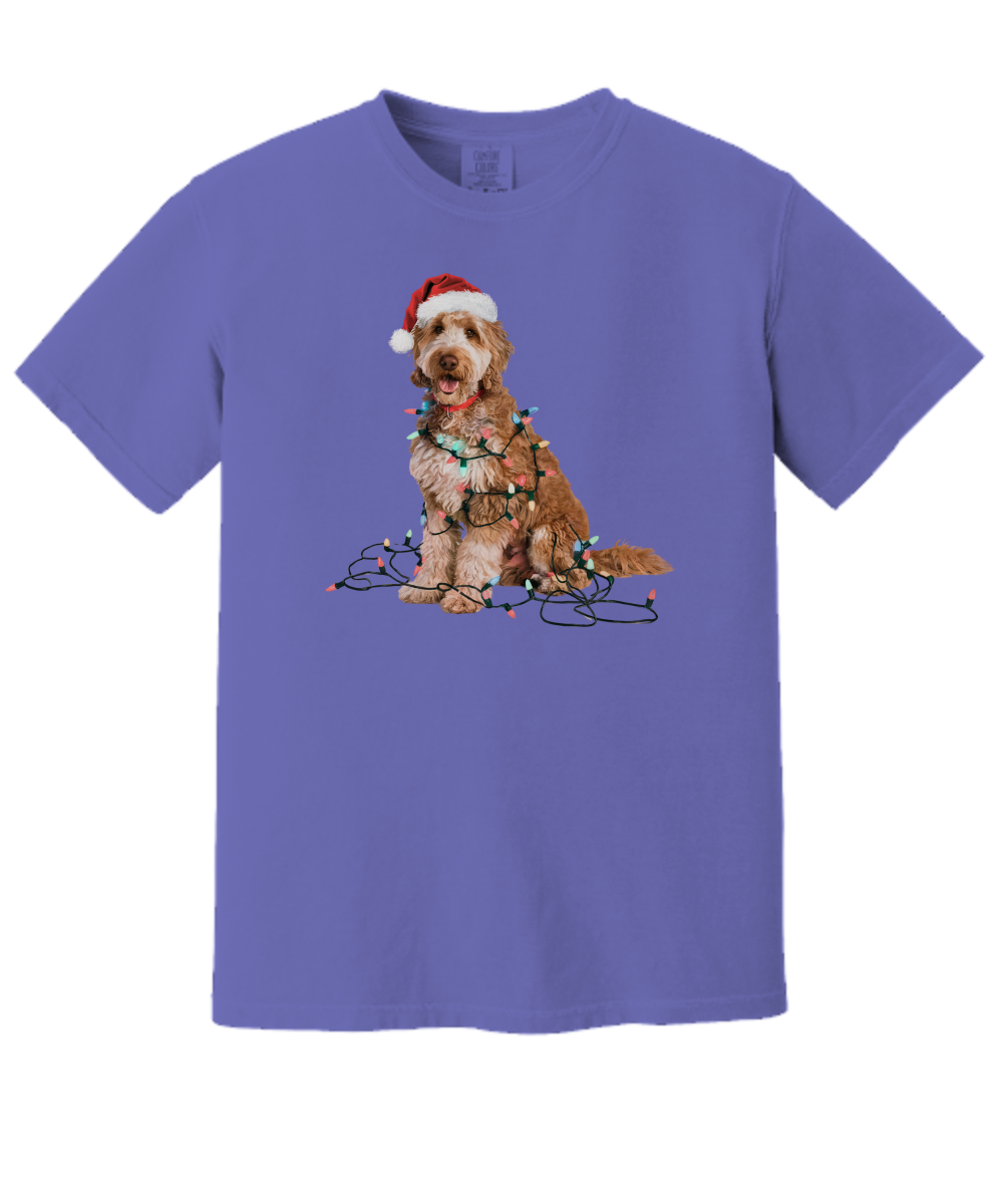 Christmas Goldendoodle Shirt, Christmas Lights Dog Tee, Christmas Dog Tee, Goldendoodle Mom Tshirt, Gift for Dog Lover, Goldendoodle