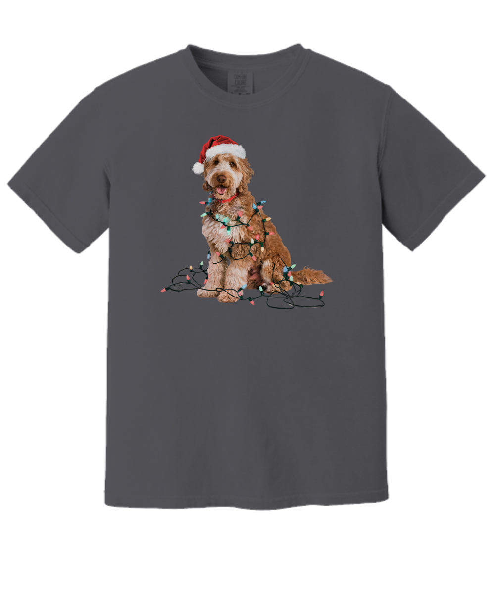 Christmas Goldendoodle Shirt, Christmas Lights Dog Tee, Christmas Dog Tee, Goldendoodle Mom Tshirt, Gift for Dog Lover, Goldendoodle