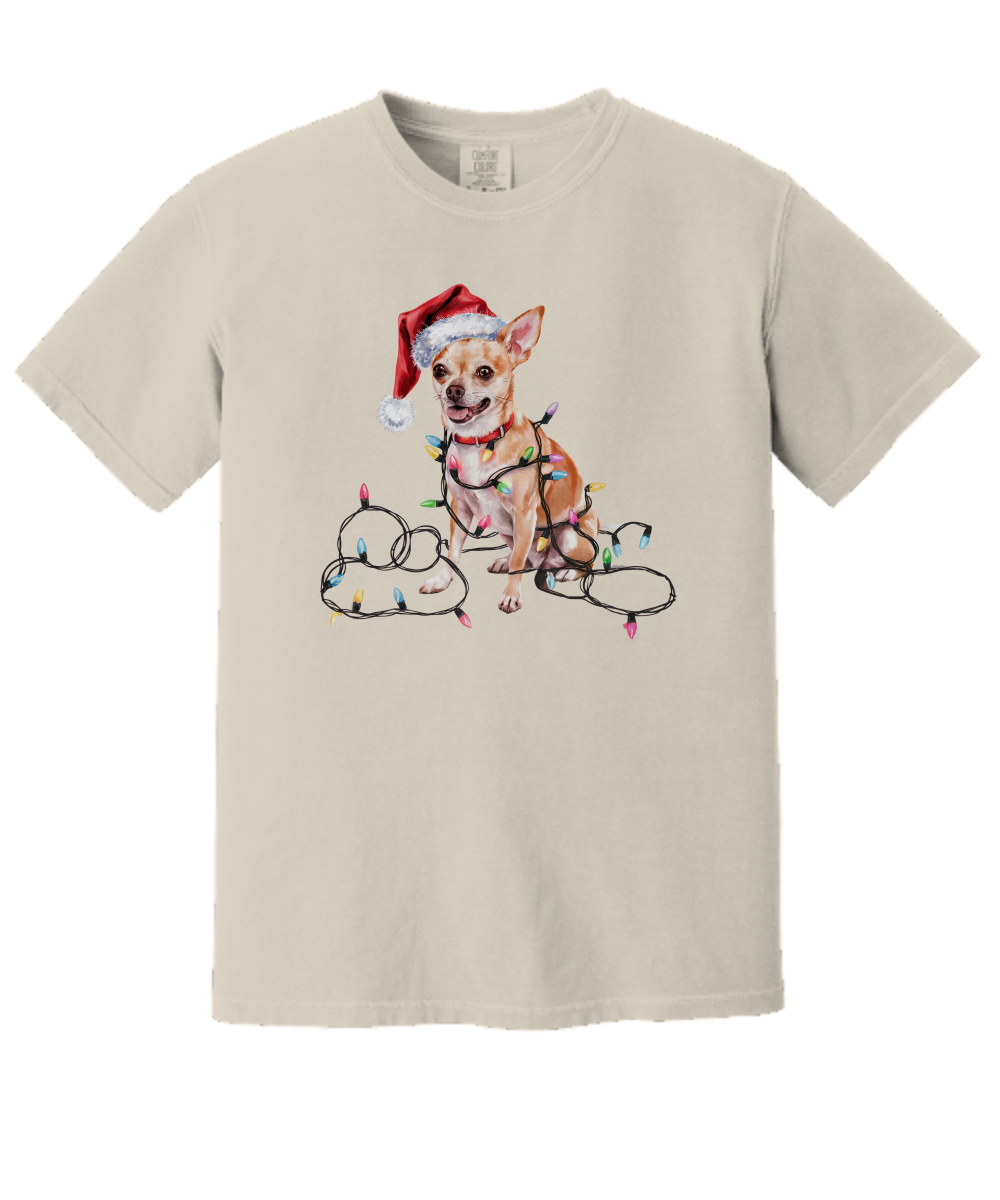 Christmas Chihuahua Shirt, Christmas Dog Tee, Christmas Lights Dog Tee, Chihuahua Mom Tshirt, Gift for Dog Lover, Chihuahua