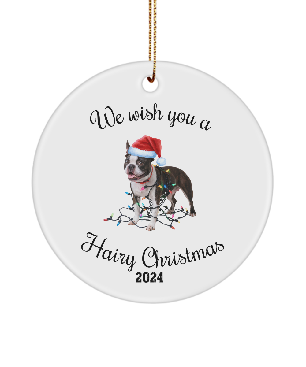 Christmas Boston Terrier Ornament, Christmas Lights Dog Keepsake, Christmas Dog, Boston Terrier Mom, Gift For Dog Lover, Boston Terrier