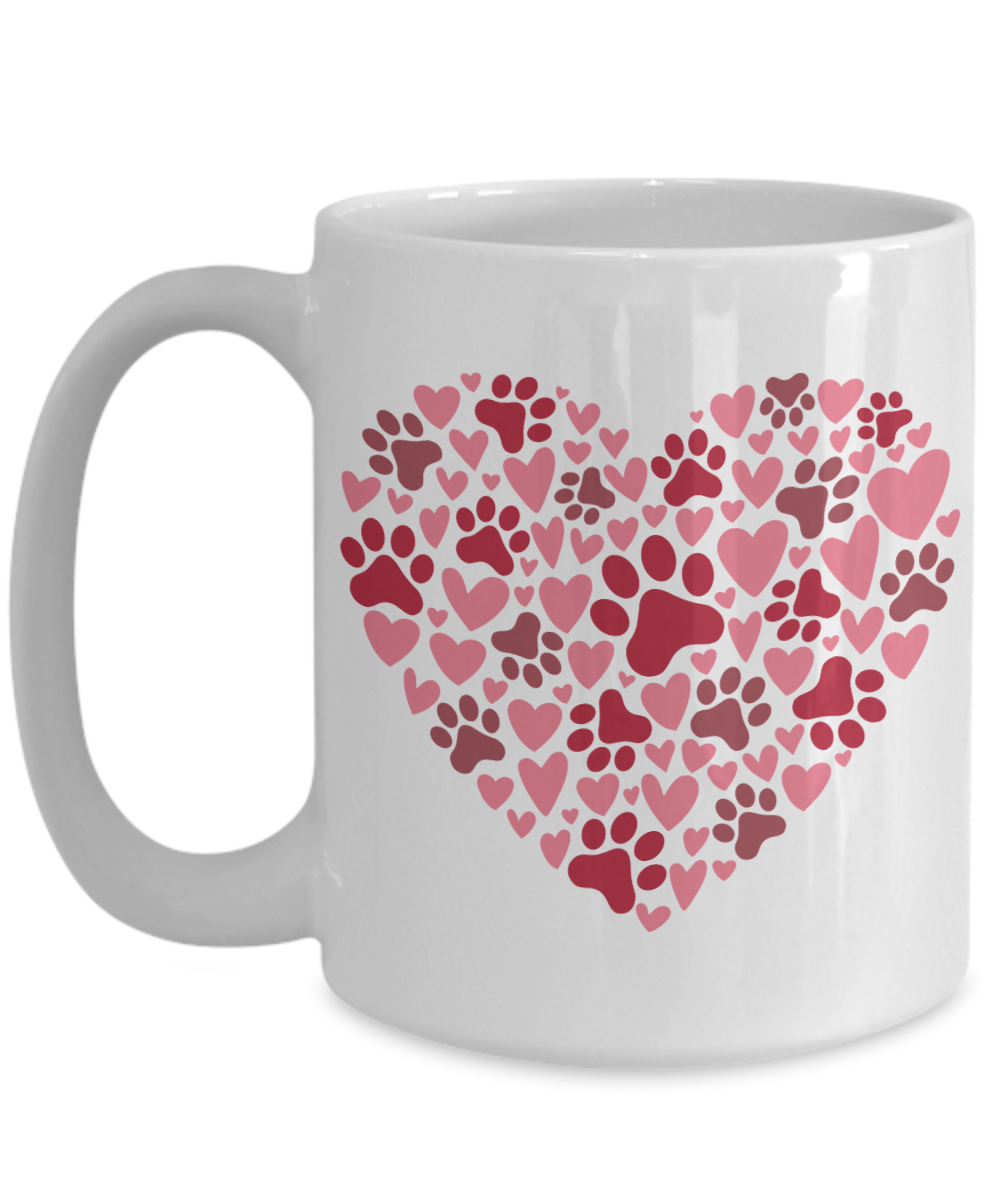 Valentines Day Paw Print Heart Mug