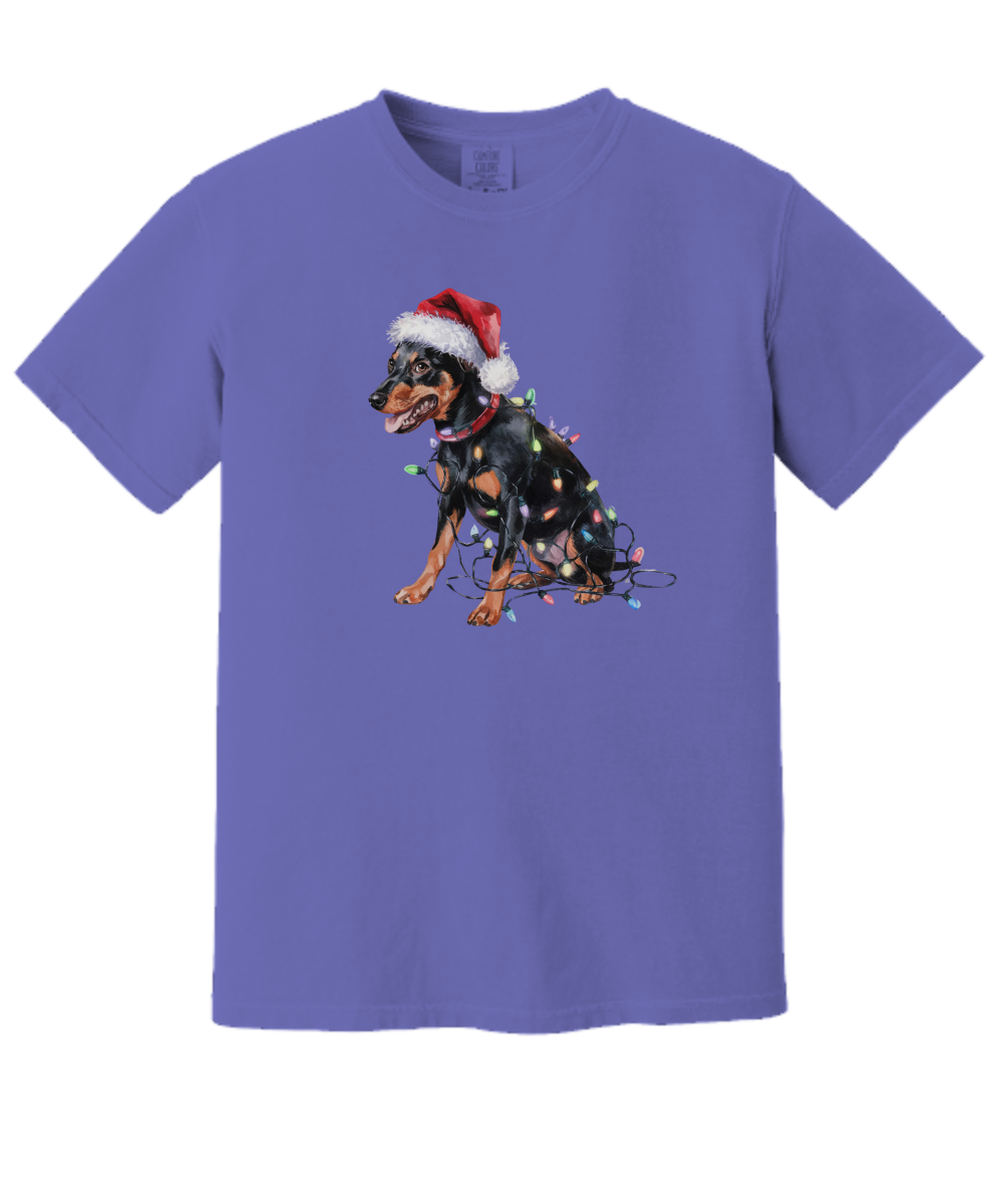 Christmas Miniature Pincher Shirt, Christmas Lights Dog Tee, Christmas Dog Tee, Miniature Pincher Mom Tshirt, Gift for Dog Lover