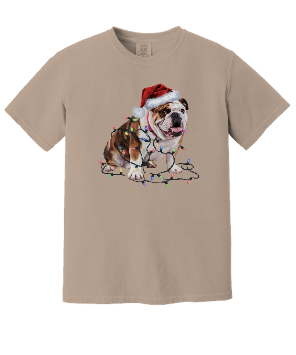 Christmas Bulldog Shirt, Christmas Lights Dog Tee, Christmas Dog Tee, Bulldog Mom Tshirt, Gift for Dog Lover, Bulldog