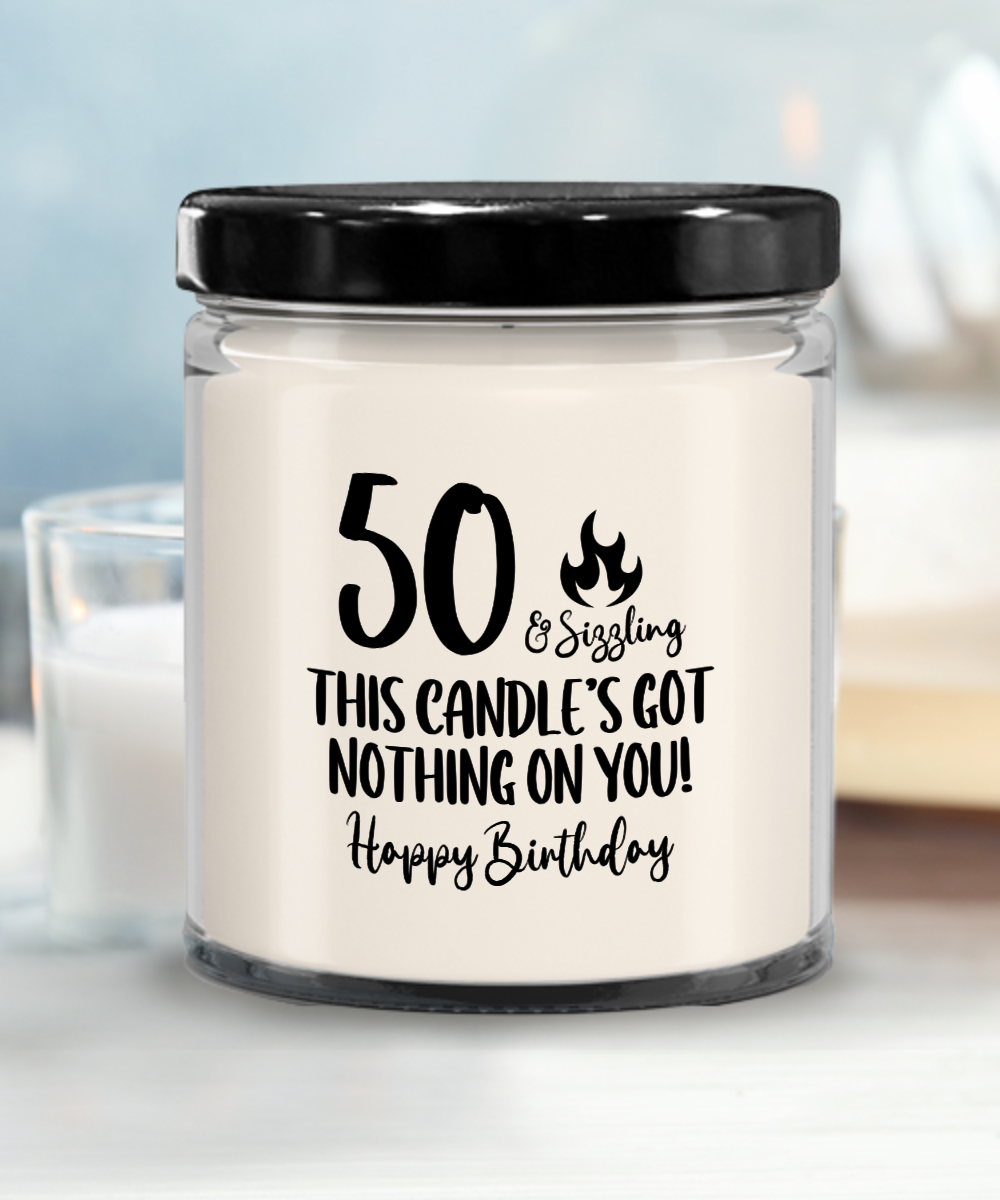 50th Birthday Candle, Age Humor, Milestone Gift, Fun Fiftieth Gift, Gift for 50th Birthday, 50 and Sizzling, Half Century