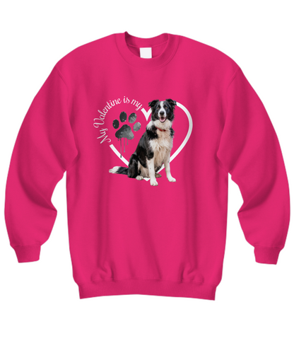 Valentine Border Collie Sweatshirt, Border Collie Mom, Valentine Heart Dog Sweatshirt, Valentine Dog, Gift for Dog Lover, Border Collie