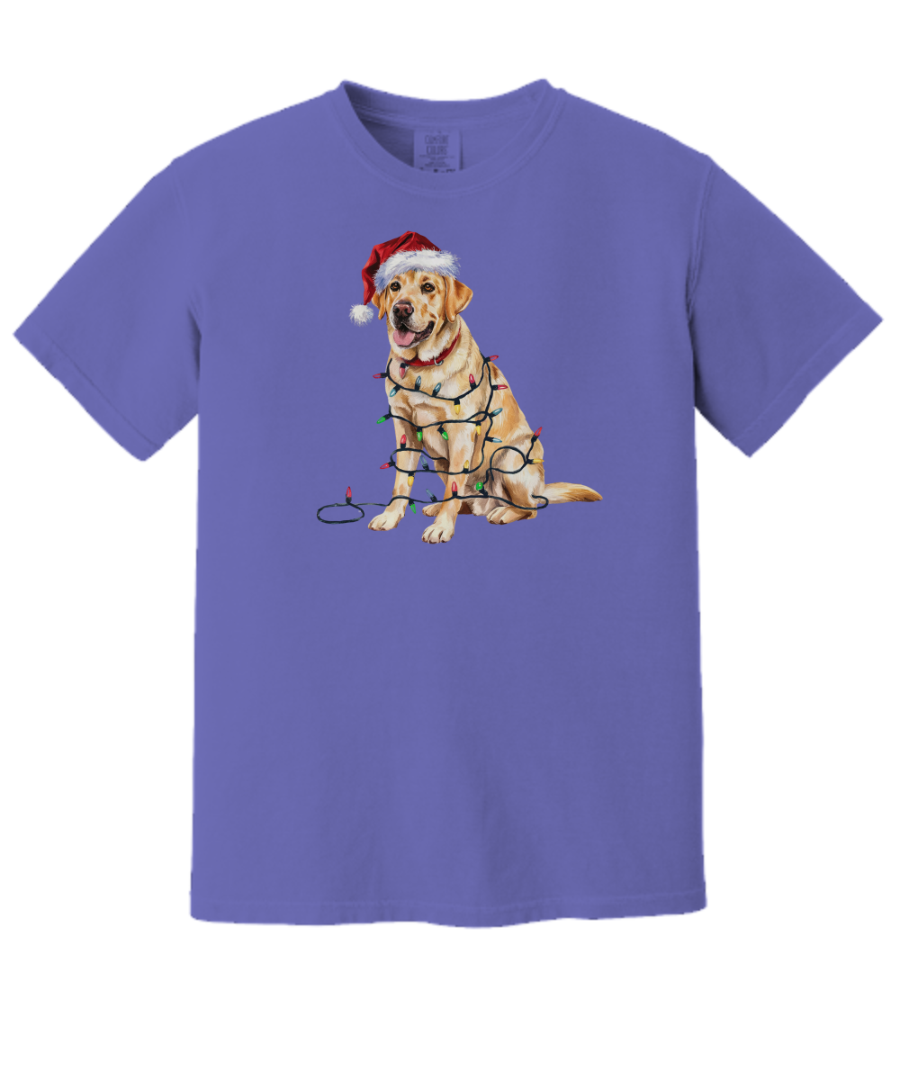 Christmas Yellow Labrador Shirt, Christmas Lights Dog Tee, Christmas Dog Tee, Lab Mom Tshirt, Gift for Dog Lover, Yellow Lab