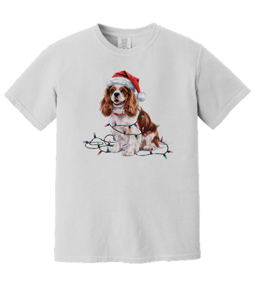 Christmas Cavalier King Charles Spaniel Shirt, Christmas Lights Dog Tee, Christmas Dog Tee, Cavalier Spaniel Mom Tshirt, Gift for Dog Lover