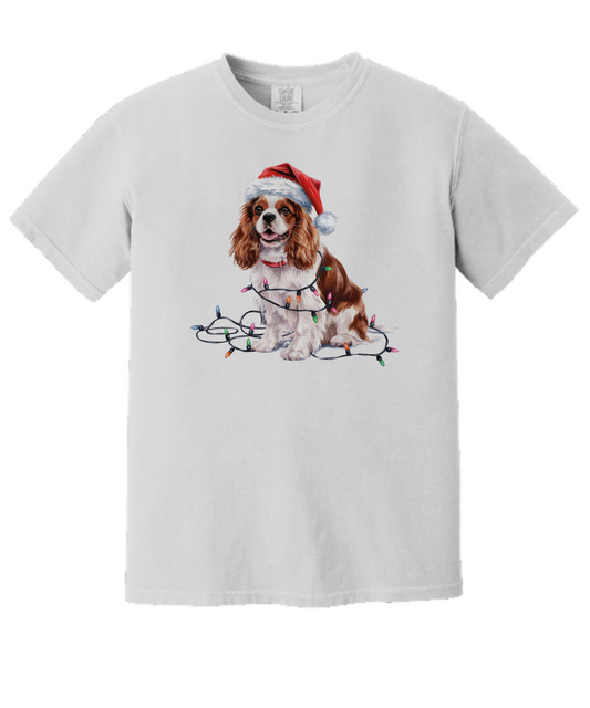 Christmas Cavalier King Charles Spaniel Shirt, Christmas Lights Dog Tee, Christmas Dog Tee, Cavalier Spaniel Mom Tshirt, Gift for Dog Lover