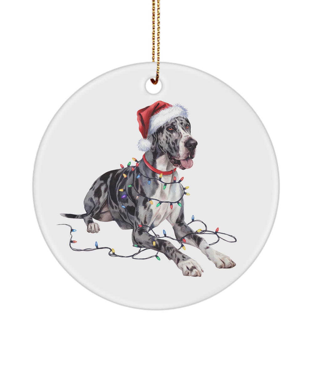 Christmas Great Dane Ornament, Christmas Lights Dog Keepsake, Christmas Dog, Dane Mom, Gift for Dog Lover, Great Dane