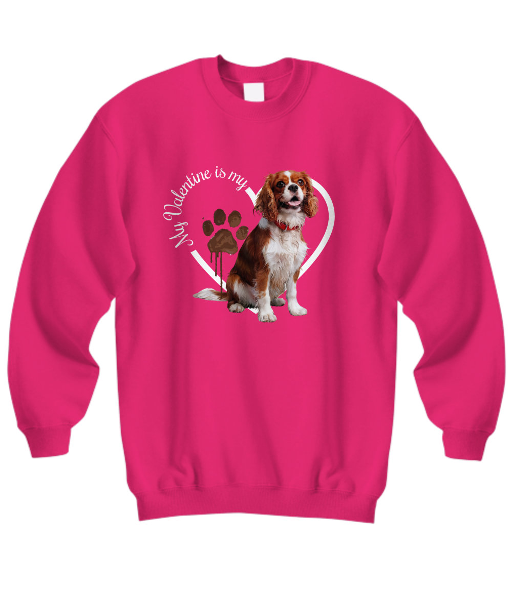 Valentine Cavalier King Charles Spaniel Sweatshirt, Cavalier Spaniel Mom, Valentine Heart Dog, Valentine Dog Sweatshirt, Gift for Dog Lover