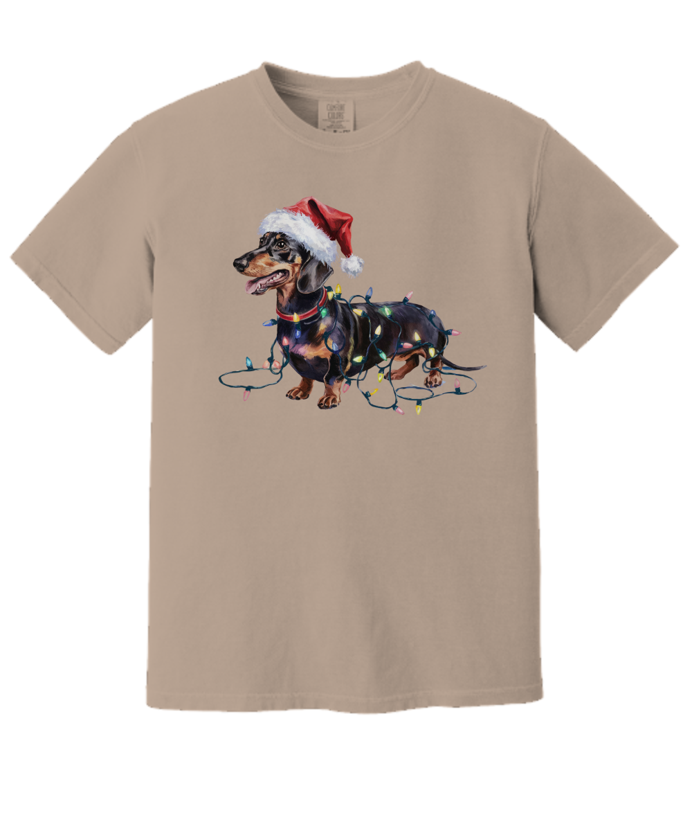 Christmas Dachshund Shirt, Christmas Lights Dog Tee, Christmas Dog Tee, Dachshund Mom Tshirt, Gift for Dog Lover, Dachshund